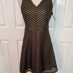 Gold and Black Sleeveless Fit and Flare Dress Size XS NWT